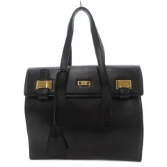 ダナキャラン DONNA KARAN トートバッグ 黒 ブラック フラップ開閉 金具装飾 チャーム付き /SXのサムネイル