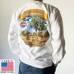 新品 00s ハーレーダビッドソン 左袖 両面 プリント 長袖Tシャツ M 白 ロンT ビンテージ デッドストック D154-11-0003ZT