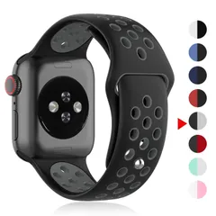 【数量限定】5/4/3/2/1に対応 SE/8/7/6/ series iWatch スポーツストラップリストバンド交換バンド 通気性 (42mm/44mm 49mmソフトシリコンバンド 45mm 44mm 42mm 41mm 40mm 黒/グレー) 38mm