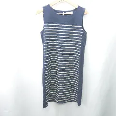 ◇ ⊂ any SiS エニィスィス ボーダー柄 ノースリーブ 膝上 ワンピース サイズM ネイビー系 レディース E  【1409100045710】のサムネイル