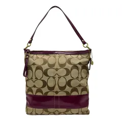 COACH(コーチ) ショルダーバッグ シグネチャーストライプパテントラージコンバーチブルショルダー 12824 カーキ×パープル レザー
