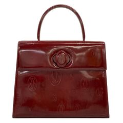 Cartier】ハンドバッグ ボルドー ハッピーバースデー ロゴ型押し