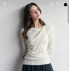 laubeblanc ローブブラン プリーツカシュクールニットトップス - メルカリ