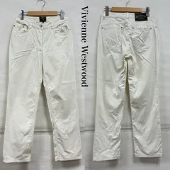 ヴィヴィアンウエストウッド ANGLOMANIA アングロマニア ストレートパンツ レザー パッチ ロゴ イタリア製 ジッパーフライ LAMPOジップ レディース 28インチ ISItems【USED】【古着】【中古】50159342のサムネイル