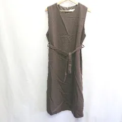 ◇ Θ frunco フランコ 綿混合 ウエストベルト ノースリーブ ロング ワンピース サイズF ブラウン系 レディース E  【1409240020417】のサムネイル