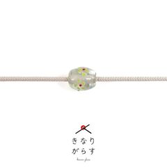 飾り玉 とんぼ玉（タイコL・セージグリーン/きなりがらす）＋飾り紐【ms1472