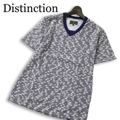 【美品】Distinction メンズビギ 春夏 レーヨン混★ 半袖 Vネック ジャガード 総柄 Tシャツ カットソー Sz.M メンズのサムネイル