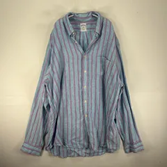 古着 ブルックスブラザーズ Brooks Brothers 長袖シャツ ボタンダウン 胸ポケット XL  パープル系 ストライプ メンズ