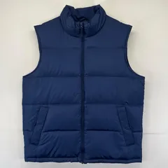 古着 ランズエンド Lands' End ベスト フルジップ ダウン アウトドア L  ネイビー系 無地 メンズのサムネイル