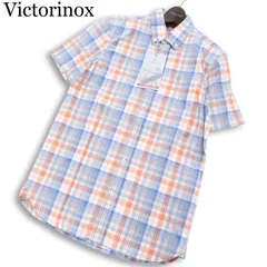【新品 未使用】 Victorinox ビクトリノックス 春夏★ 半袖 スリム チェック柄 ロゴ刺繍 ボタンダウン シャツ Sz.S メンズのサムネイル