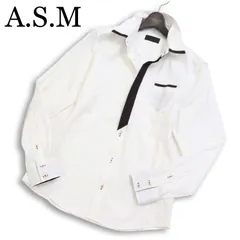 A.S.M アトリエサブ メン 通年 コットン100％★ 長袖 切替 ドット柄 ボタンダウン シャツ 大きいサイズ Sz.52 メンズのサムネイル
