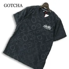 23SS★ 【新品 未使用】 GOTCHA ガッチャ 春夏★ 半袖 パイル Vネック 総柄 ロゴ刺繍 Tシャツ カットソー Sz.M メンズ 灰