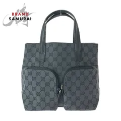 GUCCI グッチ ブラック 黒 シルバー金具  GGキャンバス/レザー 002 1080 002 058 ハンドバッグ トートバッグ レディース 601360【中古】
