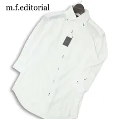 【新品 未使用】 m.f.editorial タカキュー 春夏★ 七分袖 ボタンダウン シャツ Sz.M メンズ 白
