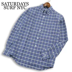 【美品】SATURDAYS SURF NYC サタデーズ サーフ ニューヨーク 通年★ 長袖 チェック柄 ボタンダウン シャツ Sz.XS メンズ 紺のサムネイル