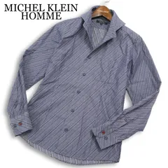 MICHEL KLEIN HOMME ミッシェルクラン オム 通年★ 長袖 スリム ストライプ シャツ 日本製 Sz.46 メンズ ネイビーのサムネイル