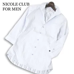 NICOLE CLUB FOR MEN ニコルクラブ フォーメン 春夏★ イタリアンカラー 七分袖 ストライプ シャツ Sz.46 メンズ
