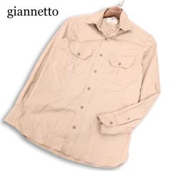 ジャンネット イタリア製 リネン ワイドカラーシャツ ストライプ S相当
