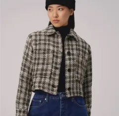 ザラ パッチポケット テクスチャード ブルゾン ツイード ジャケット レディース服