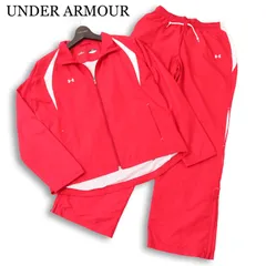UNDER ARMOUR アンダーアーマー 通年 ロゴ刺繍★ トレーニング ジャケット&パンツ 上下セットアップ Sz.L メンズ 赤