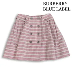 BURBERRY BLUE LABEL バーバリー ブルーレーベル 通年★ ダブル釦 チェック柄 ミニ フレア スカート Sz.38 レディース