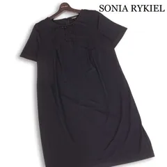 SONIA RYKIEL ソニアリキエル 春夏 スパンコール&ビジュー装飾♪ 半袖 ワンピース 大きいサイズ Sz.46 レディース 黒のサムネイル