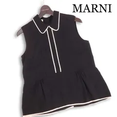 MARNI マルニ 春夏 シルク100%♪ パイピング ノースリーブ ブラウス シャツ イタリア製 Sz.40 レディース 黒のサムネイル