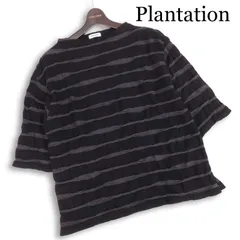 24SS★ Plantation プランテーション 春夏★ 五分袖 テープリップル ボーダー ビッグシルエット カットソー Sz.M レディースのサムネイル