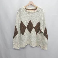 ◇ ⊇ Adoon plain アーガイル柄 長袖 セーター サイズM オフホワイト メンズ E  【1409240057406】のサムネイル
