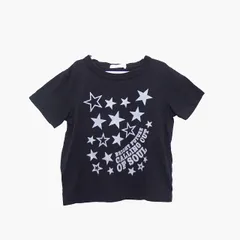 BLUE COUNTRY 子供服 Tシャツ カットソー クルーネック 半袖 綿混 プリント 星 英字 120 ブラック 黒 /HT5