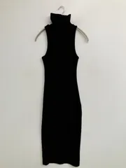 ZARA ザラ ワンピース S ブラック コットン 無地 ニット 袖なし タイト