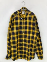 ZARA ザラ シャツ/ブラウス USA L イエロー コットン チェック柄 ミドル丈 長袖 ボタンダウン