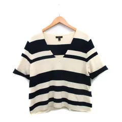 ジェイクルー J.CREW ニット セーター 半袖 Vネック ウール ボーダー XL アイボリー 白 /KT30