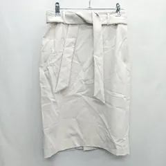 ◇ Θ UNITED ARROWS ウエストベルト付き スリット加工 膝丈 タイト スカート サイズ36 アイボリー レディース E  【1409240062769】