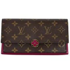 ルイ・ヴィトン Louis Vuitton ポルトフォイユ フロール 長財布 モノグラム ブラウン フューシャ M64585 レディース 【中古】