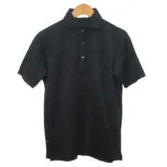 リングヂャケット RING JACKET 美品 ポロシャツ コットン ポリエステル 半袖 ホリゾンタルカラー M 黒 ブラック /Xのサムネイル
