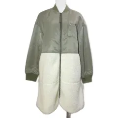 ジェイプレス J.PRESS YORK STREET ヨークストリート ミリタリージャケット モッズコート MA-1 キルティング 中綿 ドッキング 異素材 ジップアップ ミドル丈 フリーサイズ カーキ系 アイボリー CMYJCW0070 /Xのサムネイル