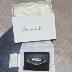 良品】DIOR オブリーク ジャガード キーケース ネイビー ベージュ