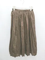 ◇ Θ chocol raffine robe チェック 膝下丈 プリーツ ギャザー スカート サイズF ブラウン レディース P  【1409250000133】のサムネイル