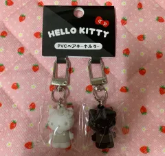 白 黒 hello kitty(ハローキティ) フィギュア キーホルダー セット