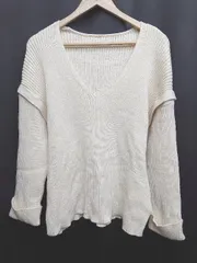 ◇ ⊇ NICE CLAUP ナイスクラップ Vネック　ゆったり 長袖 ニット セーター サイズF アイボリー レディース P  【1409250038297】