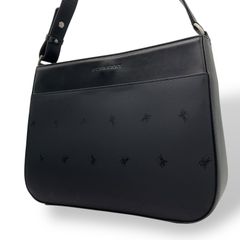극미품 버버리 BURBERRY 원 숄더백 캔버스 가죽 블랙 블랙 실버 쇠장식 섀도우 호스 나이트 로고 우아한 클래식 빈티지 포멀 파티 외출 여성 가방 가방 자립 가능 원 숄더 D