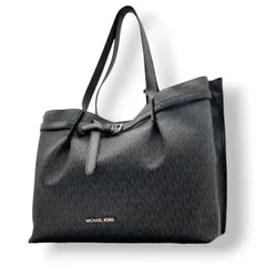 MICHAEL KORS マイケルコース トートバッグ ワンショルダー 肩掛け PVC レザー ブラック 黒 MKロゴ シグネチャー 総柄 エレガント カジュアル 通勤 通学 デイリー カバン 鞄 自立可 大容量 A4収納可 レディース U4
