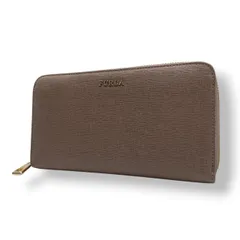 美品 フルラ FURLA 財布 長財布 ラウンドファスナー レザー 本革 グレージュ トープ ゴールド金具 レディース エレガント クラシック ビンテージ カジュアル シンプル 上品 高品質 丈夫 人気 お出かけ デイリー 普段使い 多機能 大容量 大人 M1