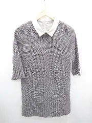 ◇ Θ REDYAZEL レディアゼル 千鳥柄 七分袖 ミニ丈 タイト　ワンピース サイズS グレー系 レディース P  【1409250047794】