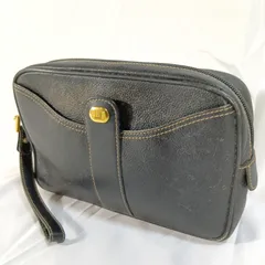 [dunhill] ダンヒル クラッチバッグ セカンドバッグ ブラック 希少 逸品 レザー ゴールド金具 ビジネス 冠婚葬祭 ヴィンテージ 鞄 良品 入手困難 高級