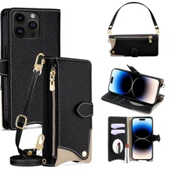 【新品】 手帳型 ケース 革 レザー for iPhone 14 Pro ショルダー スマホケース スマートフォンケース 対応 アイフォン