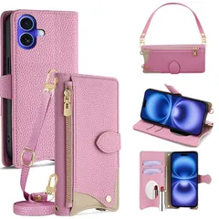 【新品】 手帳型 ケース 革 レザー for iPhone 16 ショルダー スマホケース スマートフォンケース 対応 アイフォン