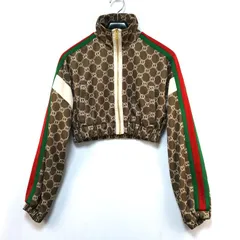 GUCCI グッチ インターロッキング G モノグラム パターン シェリーライン クロップド ジップアップ トラック ジャケット ブルゾン XXSサイズ ブラウン 671495 XJD1Gのサムネイル