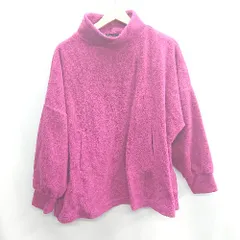 ◇ ⊇ merlot メルロー ハイネック スリット加工 長袖 ボアトレーナー サイズ表記なし ビビッドピンク系 レディース E  【1410100004744】のサムネイル